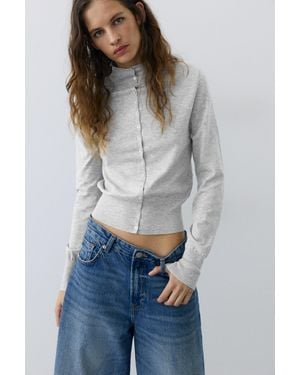 Pull&Bear Cardigan Mit Stehkragen - Grau