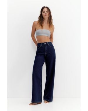 Pull&Bear High-Waist Wide-Leg Jeans - Blue