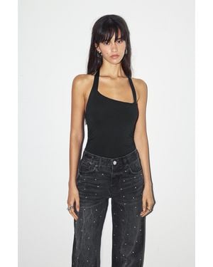 Pull&Bear Asymmetric Polyamide Bodysuit - Black