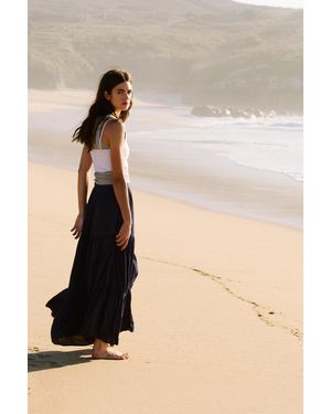 Pull&Bear Flowy Panelled Midi Skirt - Blue