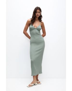 Pull&Bear Strappy Crepe Midi Dress - Blue