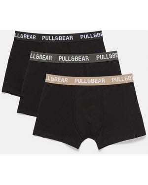 Pull&Bear Pack Of 3 Boxers - Black