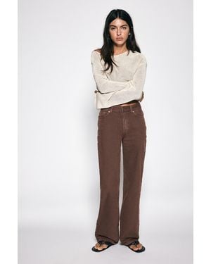 Pull&Bear High-Waist Wide Straight-Leg Jeans - Brown