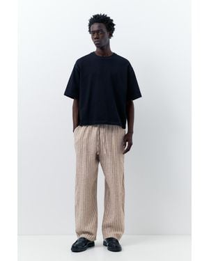 Pull&Bear 100% Linen Jogger Trousers - Blue