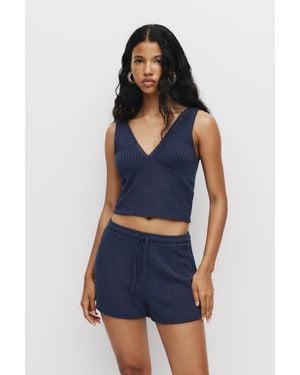 Pull&Bear Knitted Top With Lace Detail - Blue