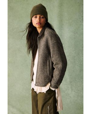 Pull&Bear Oversize Herringbone Jacket - Green