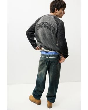 Pull&Bear Rippstrickpullover Mit Raglanärmeln - Schwarz