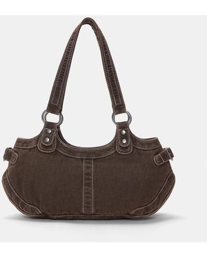 Pull&Bear Denim Shoulder Bag With Rings - Brown
