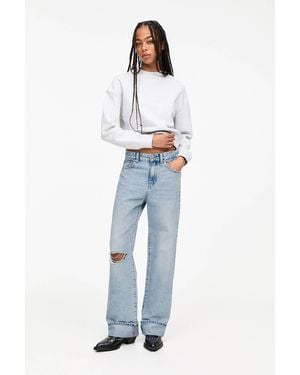 Pull&Bear Straight Baggy Jeans With Turn-Up Hems - Blue