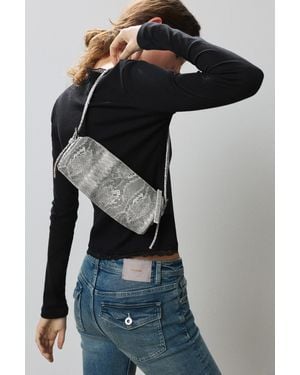 Pull&Bear Schultertasche Mit Schlangenhautprint - Schwarz