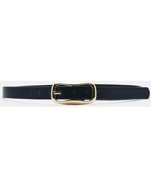 Pull&Bear Slim Belt With Irregular Buckle - Black