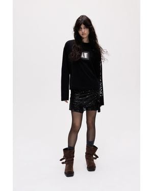 Pull&Bear Oscar Ouyang Appliqué T-Shirt - Black