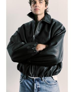 Pull&Bear Ballonjacke Aus Kunstleder - Schwarz
