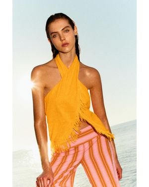 Pull&Bear Neckholder-Top Mit Fransen - Orange