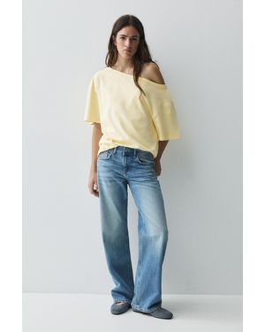 Pull&Bear Asymmetric Short Sleeve T-Shirt - Blue