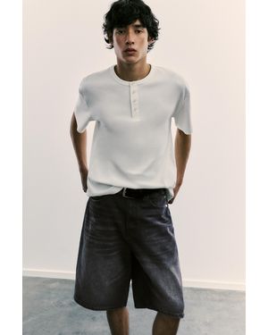 Pull&Bear Skater Denim Bermuda Shorts - Grey