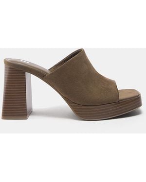 Pull&Bear Wooden-Heel Clogs - Brown
