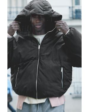 Pull&Bear Pufferjacke Mit Kapuze - Schwarz