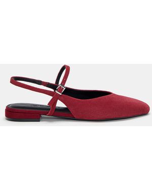 Pull&Bear Leather Slingback Ballet Flats - White