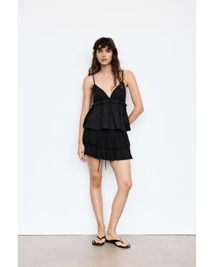 Pull&Bear Ruffled Skort - Black