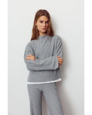 Pull&Bear Soft Knit T-Shirt - Grey