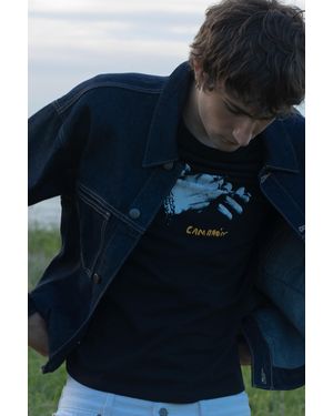 Pull&Bear Schwarzes T-Shirt Camarón De La Isla - Blau