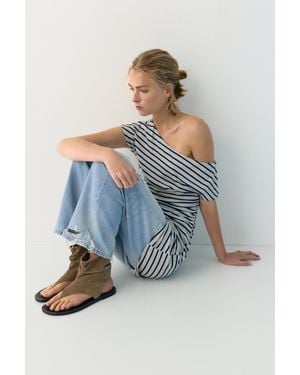 Pull&Bear Leather Ankle-Boot Sandals - White