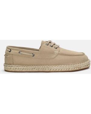 Pull&Bear Nautische Lederschuhe - Weiß