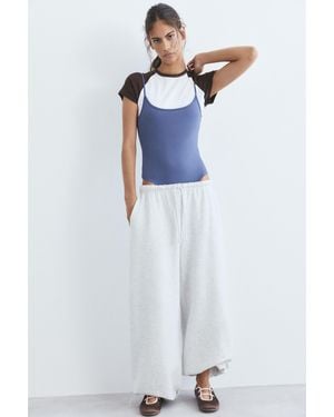 Pull&Bear Wide-Leg Tracksuit Bottoms With Adjustable Hem - Blue