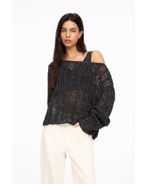 Pull&Bear Cropped-Pullover Mit Lochmuster - Schwarz