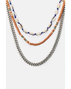 Pull&Bear 3Er-Set Halsketten Mit Muscheln Und Perlen - Weiß