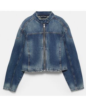 Pull&Bear Ktm X Stwd Biker Denim Jacket - Blue
