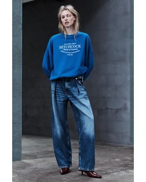 Pull&Bear Oversize-Sweatshirt Mit Hitchcock-Grafik - Blau