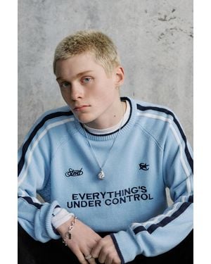 Pull&Bear Stwd Embroidered Striped Jumper - Grey