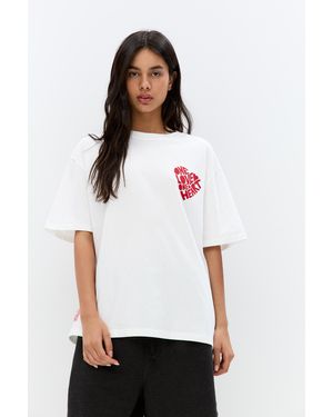 Pull&Bear Bob Marley Heart T-Shirt - White