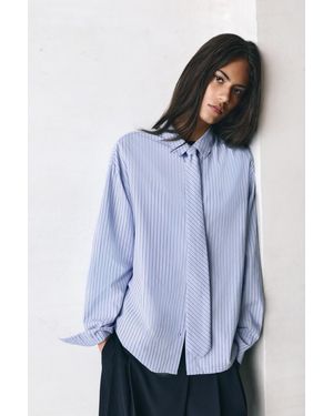 Pull&Bear Poplin Shirt With Tie - Blue