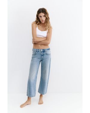 Pull&Bear Low-Rise Culottes Jeans - Blue