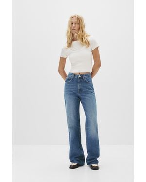 Pull&Bear Straight-Leg High-Waist Jeans - Blue