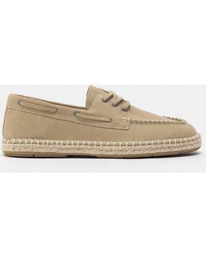 Pull&Bear Bootsschuhe Aus Leder Mit Jute - Weiß