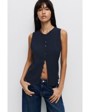 Pull&Bear Buttoned Bamula Top - Blue