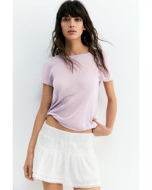 Pull&Bear Kurzärmliges Stricktop Mit Freiem Rücken - Pink
