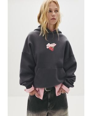 Pull&Bear Stwd Raspberry Hoodie - Grey