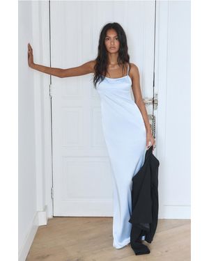 Pull&Bear Satin Strappy Midi Dress - White