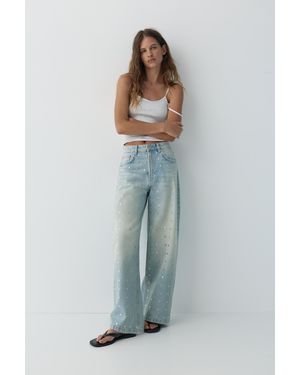 Pull&Bear Baggy Jeans With Studs - White