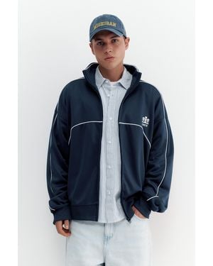 Pull&Bear Embroidered Jacket With Zipper - Blue