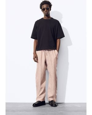Pull&Bear 100% Linen Jogger Trousers - Blue