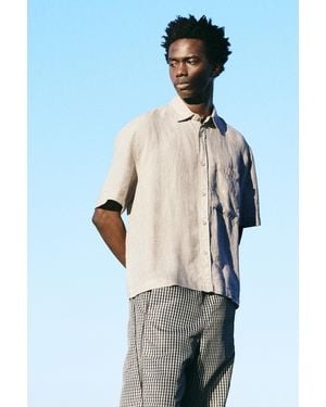 Pull&Bear 100% Linen Short Sleeve Shirt - Natural