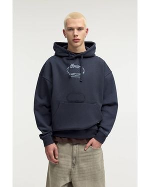 Pull&Bear Graphic Hoodie - Blue