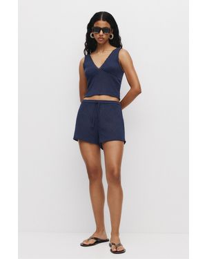 Pull&Bear Cutwork Shorts - Blue