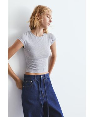 Pull&Bear Fitted Short Sleeve T-Shirt - Blue